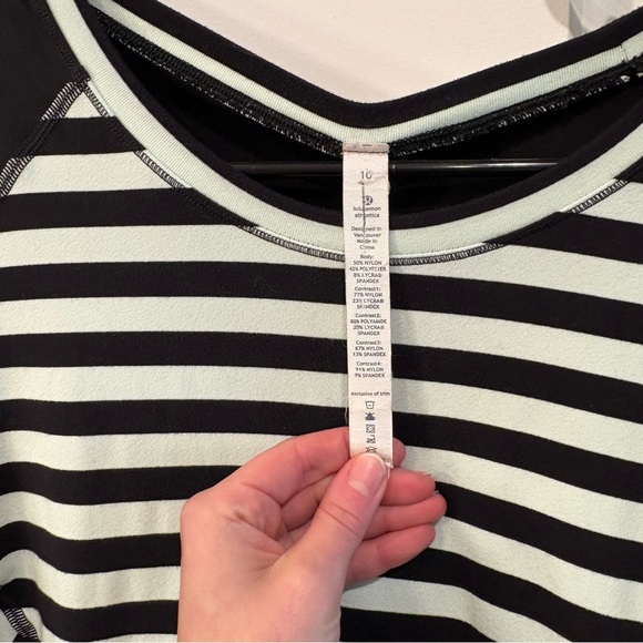Lululemon Run: Reflect Long Sleeve Shirt in Sea Stripe Mint Moment Black - Picture 2 of 5